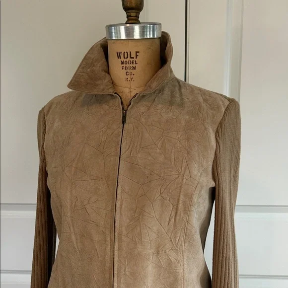 Coldwater Creek Suede and Sweater Jacket with Ribbed Sleeves - Picture 6 of 9